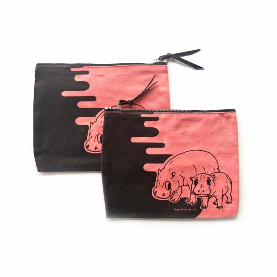 Pygmy Hippos Pouch – Coral Canvas
