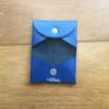 Leather Card Holder w Snap Button - Navy & Cobalt Dino