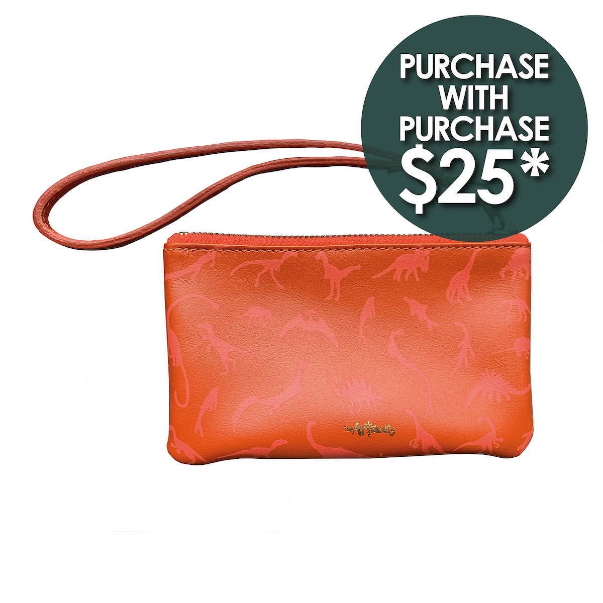 Dino Leather Wristlet Clutch - Coral