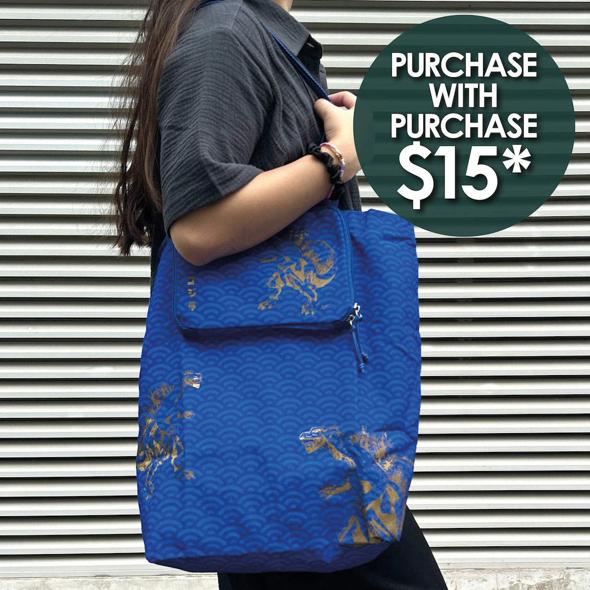 Foldable Blue Bag–Godzilla