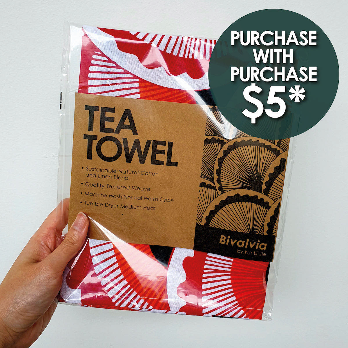 Tea Towel - Red Bivalvia