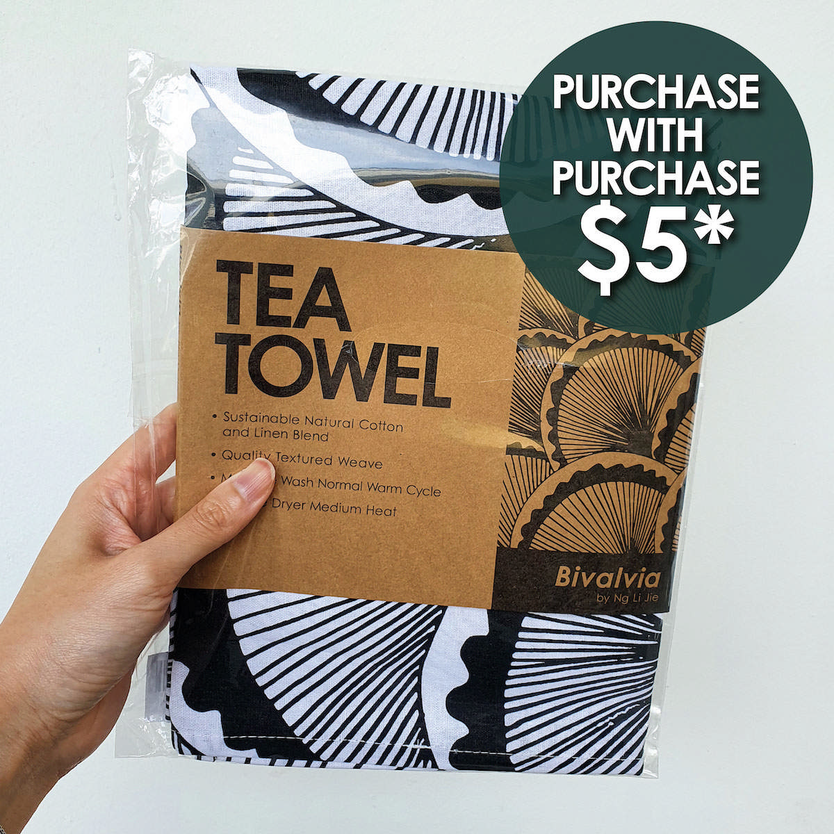 Tea Towel - Black Bivalvia
