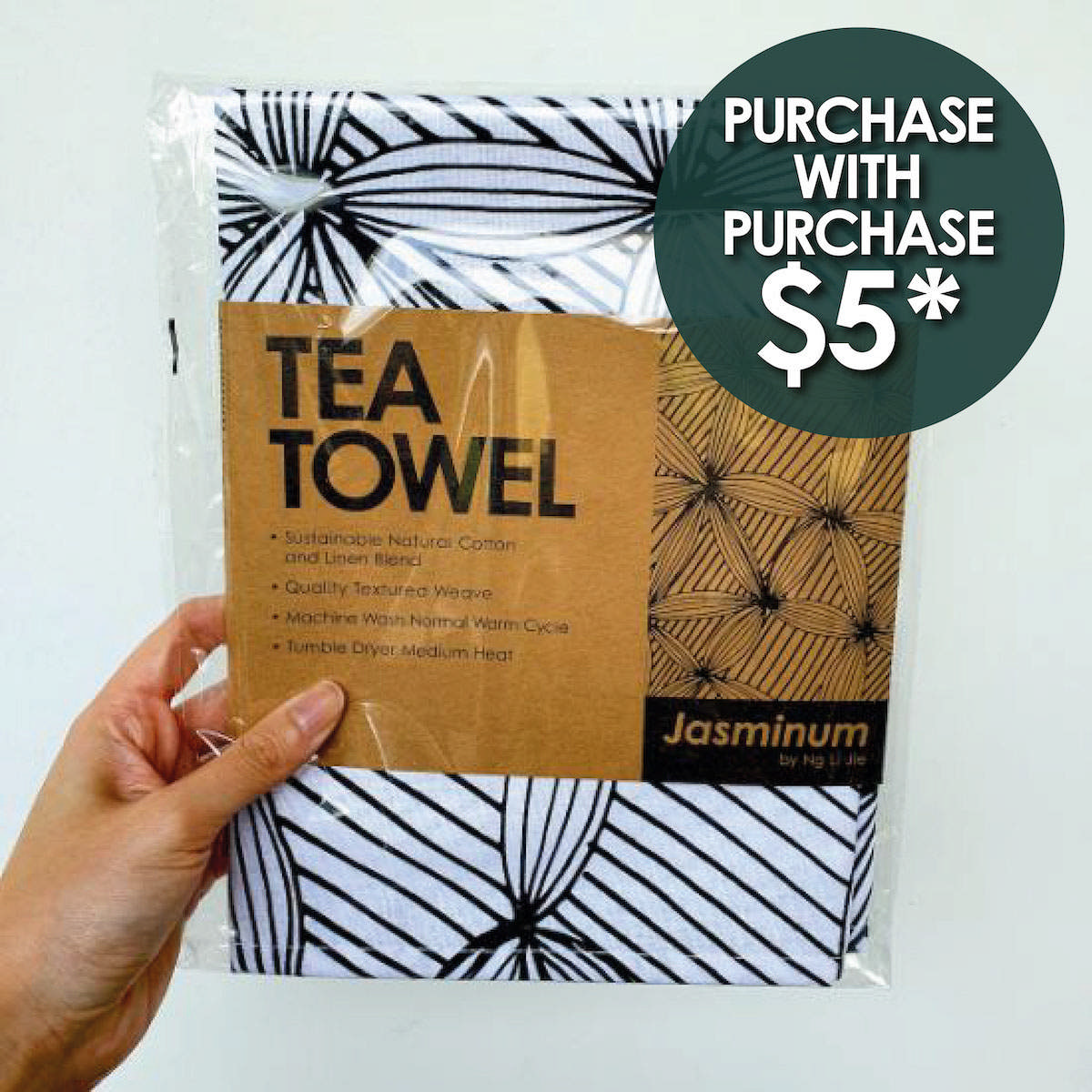 Tea Towel - Black Jasminum