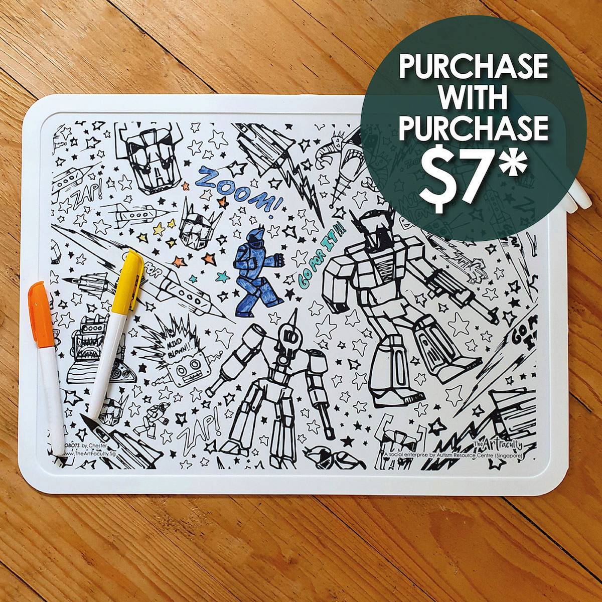 Silicone Colouring Mat - Robots (non discounted)