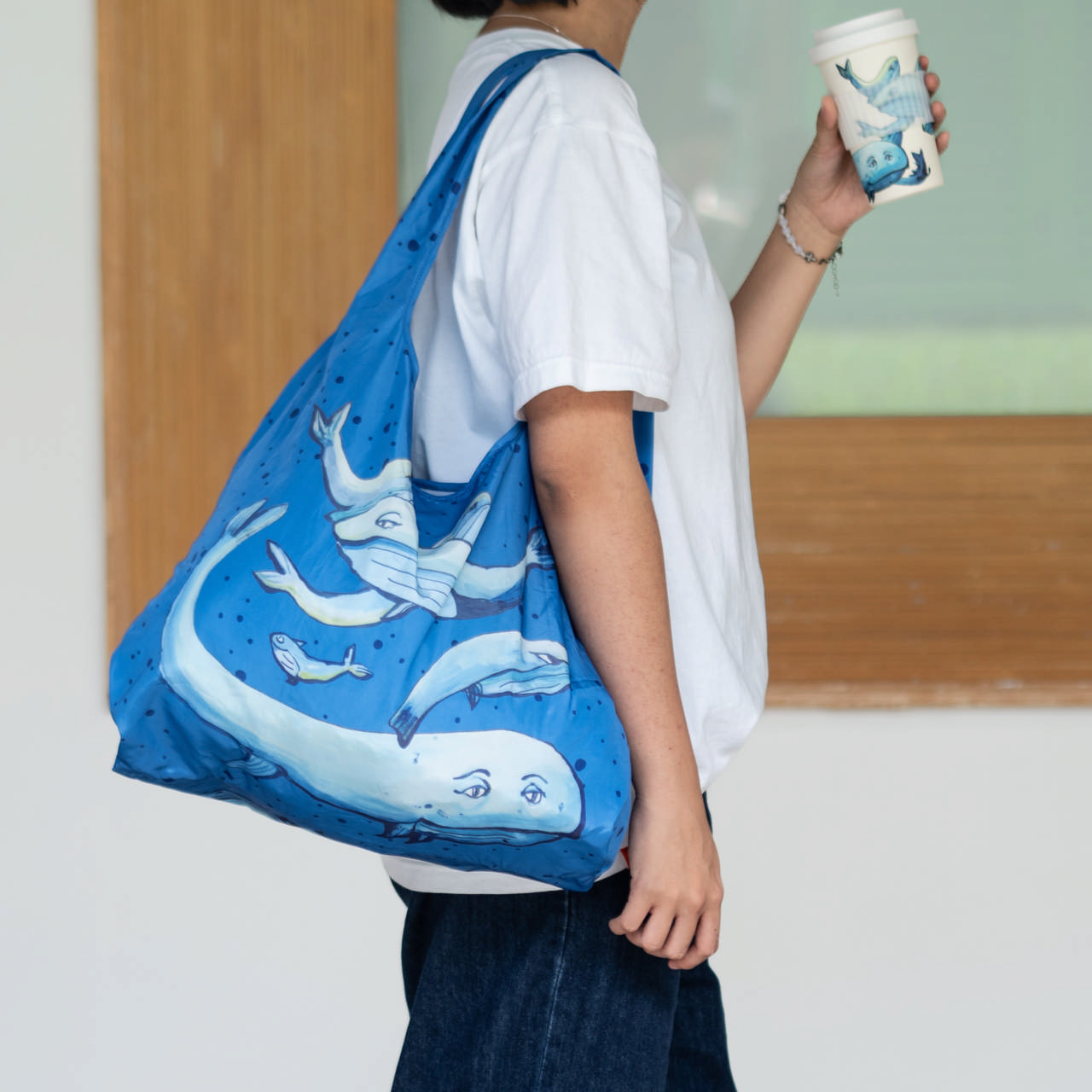 Compact Eco Bag - Whale Family