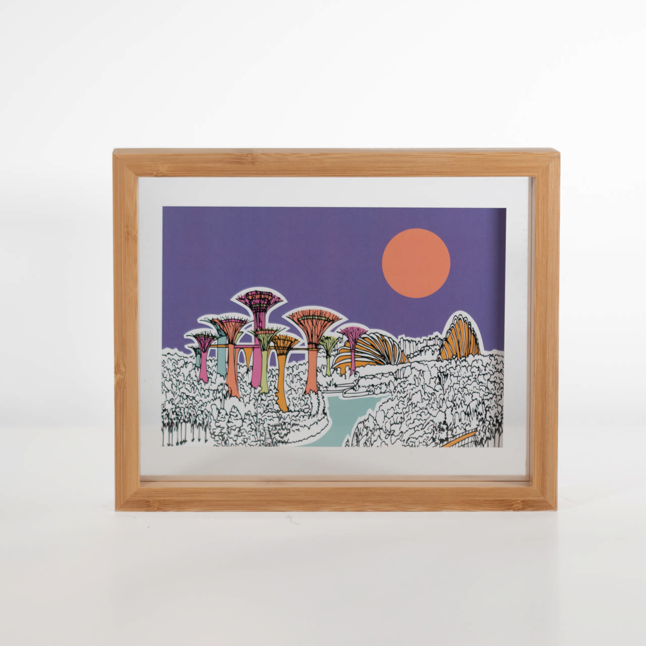 A5 Floating Frame - Gardens by Bay (Night)