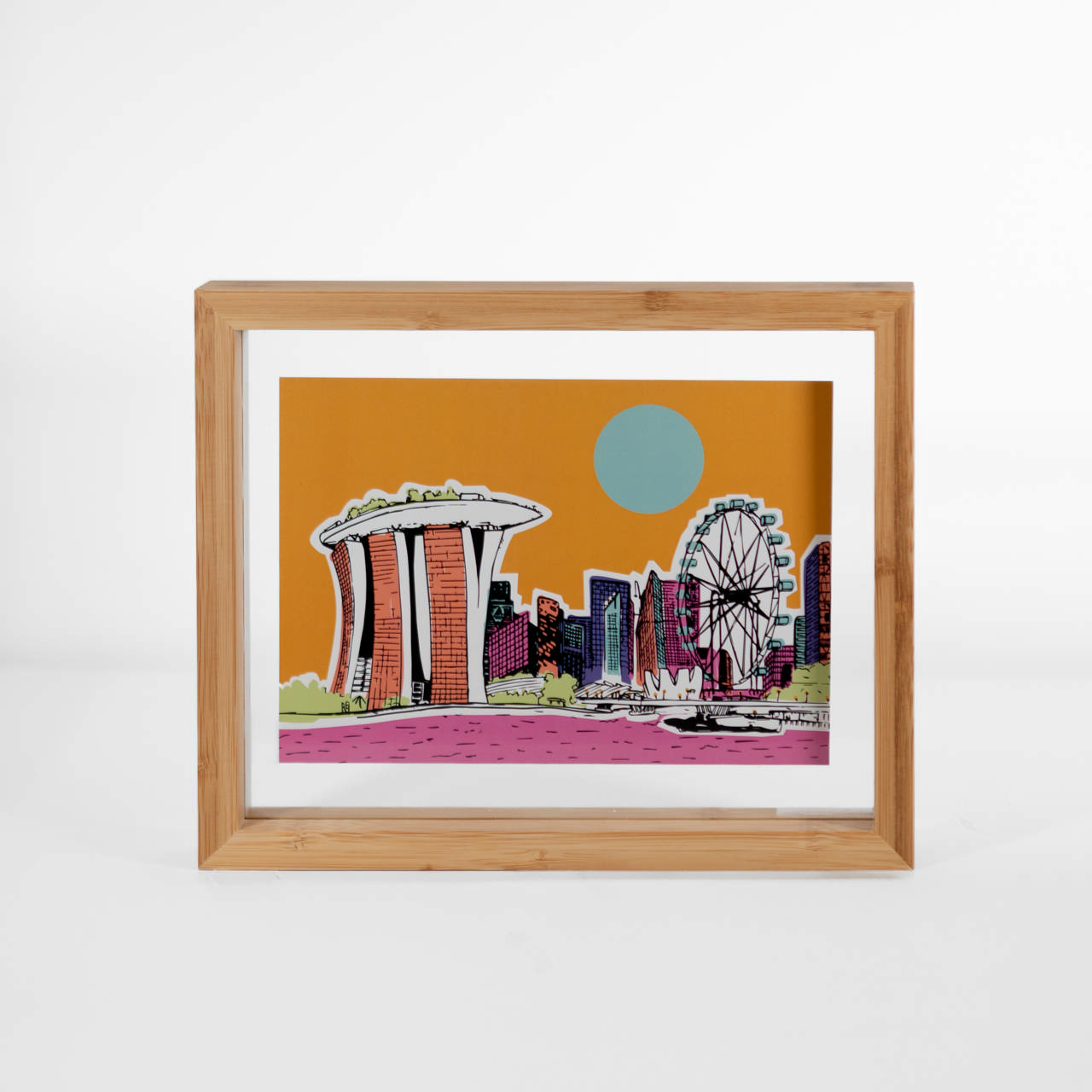 A5 Floating Frame - Marina Cityscape (Night)