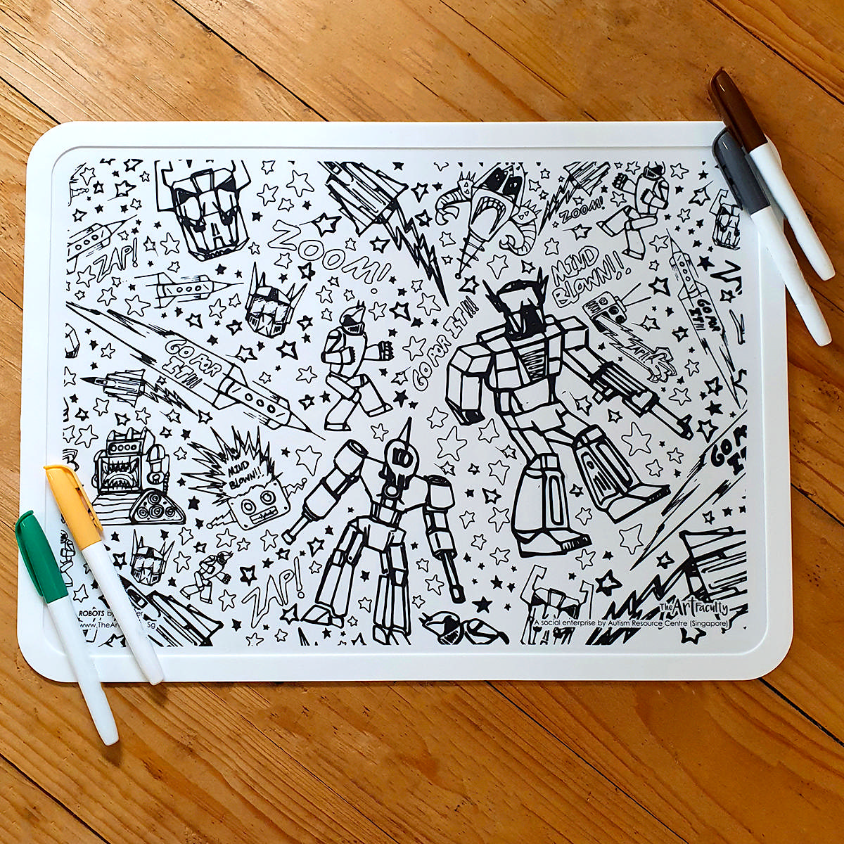 Silicone Colouring Mat - Robots (non discounted)