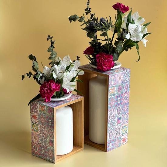 Découpage Vase Set - Peranakan Tiles (Large)