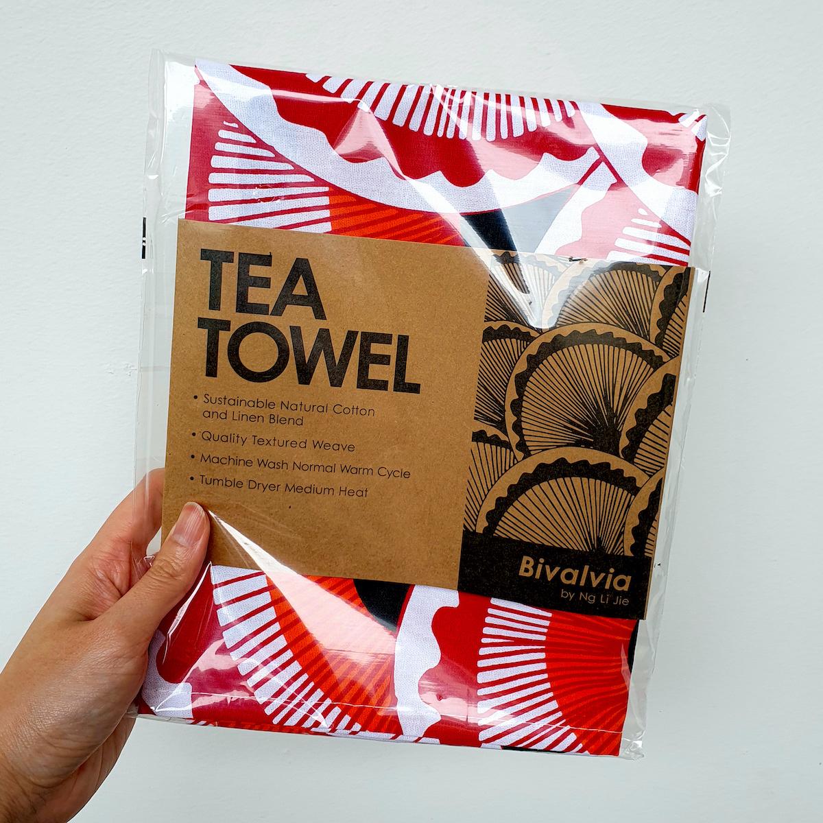 Tea Towel - Red Bivalvia