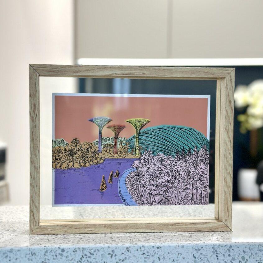 A5 Floating Frame - Gardens by Bay (coloured)