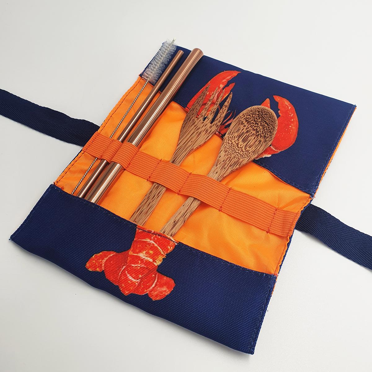 Cutlery Set with Pouch - Lobster